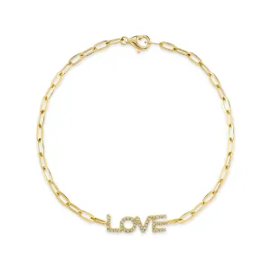 0.12CT DIAMOND "LOVE" PAPER CLIP LINK BRACELET