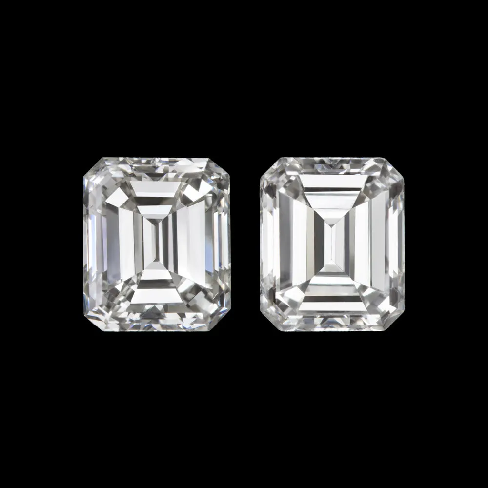 0.77ct VINTAGE EMERALD CUT DIAMOND H VS1 PAIR STUD EARRINGS NATURAL 3/4 CARAT