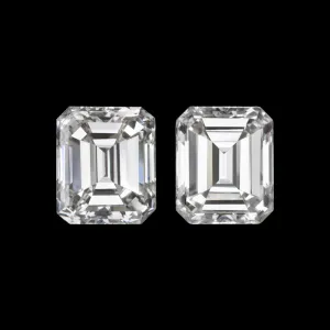 0.77ct VINTAGE EMERALD CUT DIAMOND H VS1 PAIR STUD EARRINGS NATURAL 3/4 CARAT