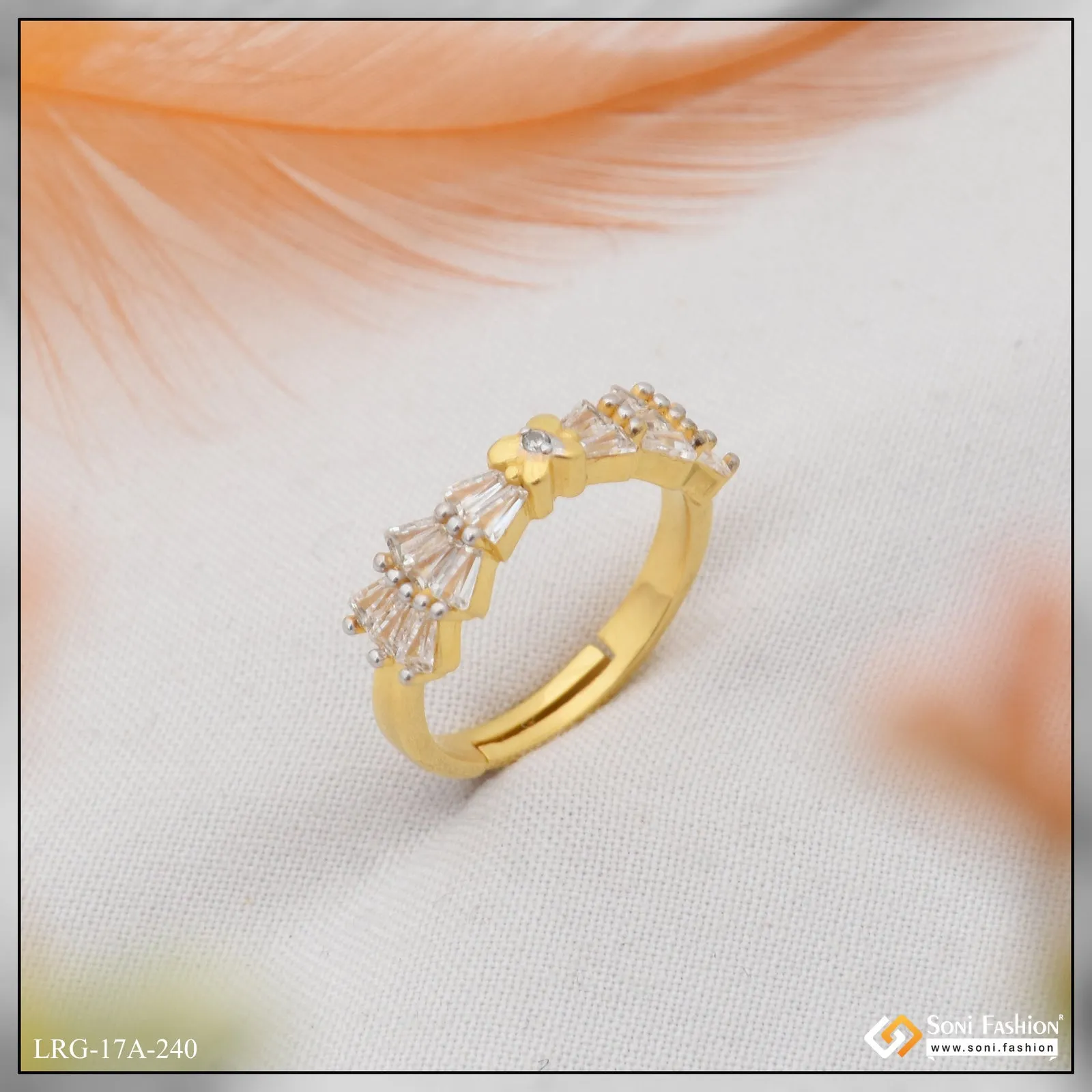 1 Gram Gold Plated Stunning Design Ring for Ladies - Style A240