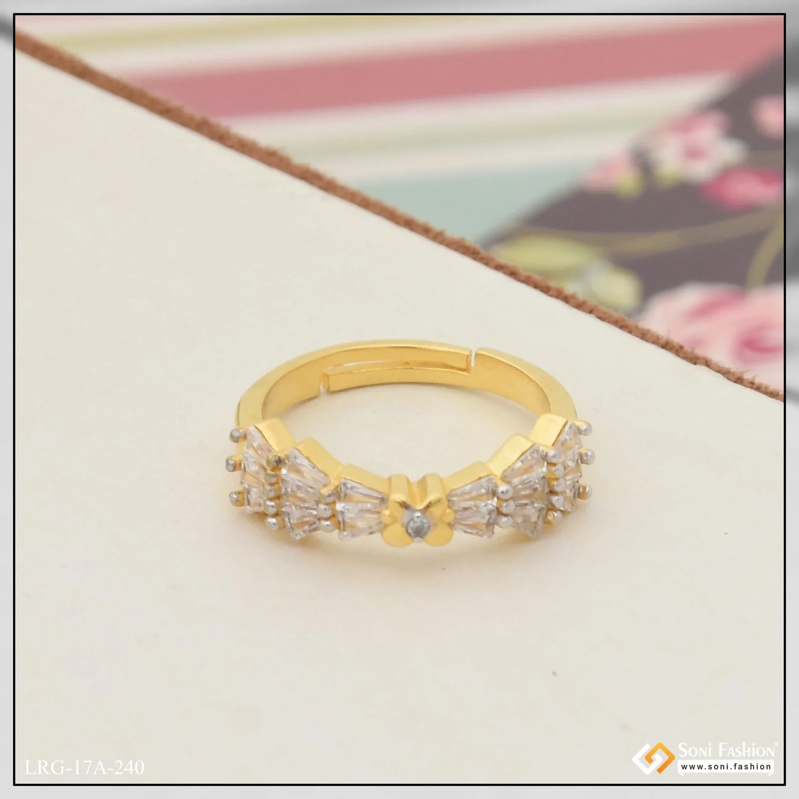 1 Gram Gold Plated Stunning Design Ring for Ladies - Style A240