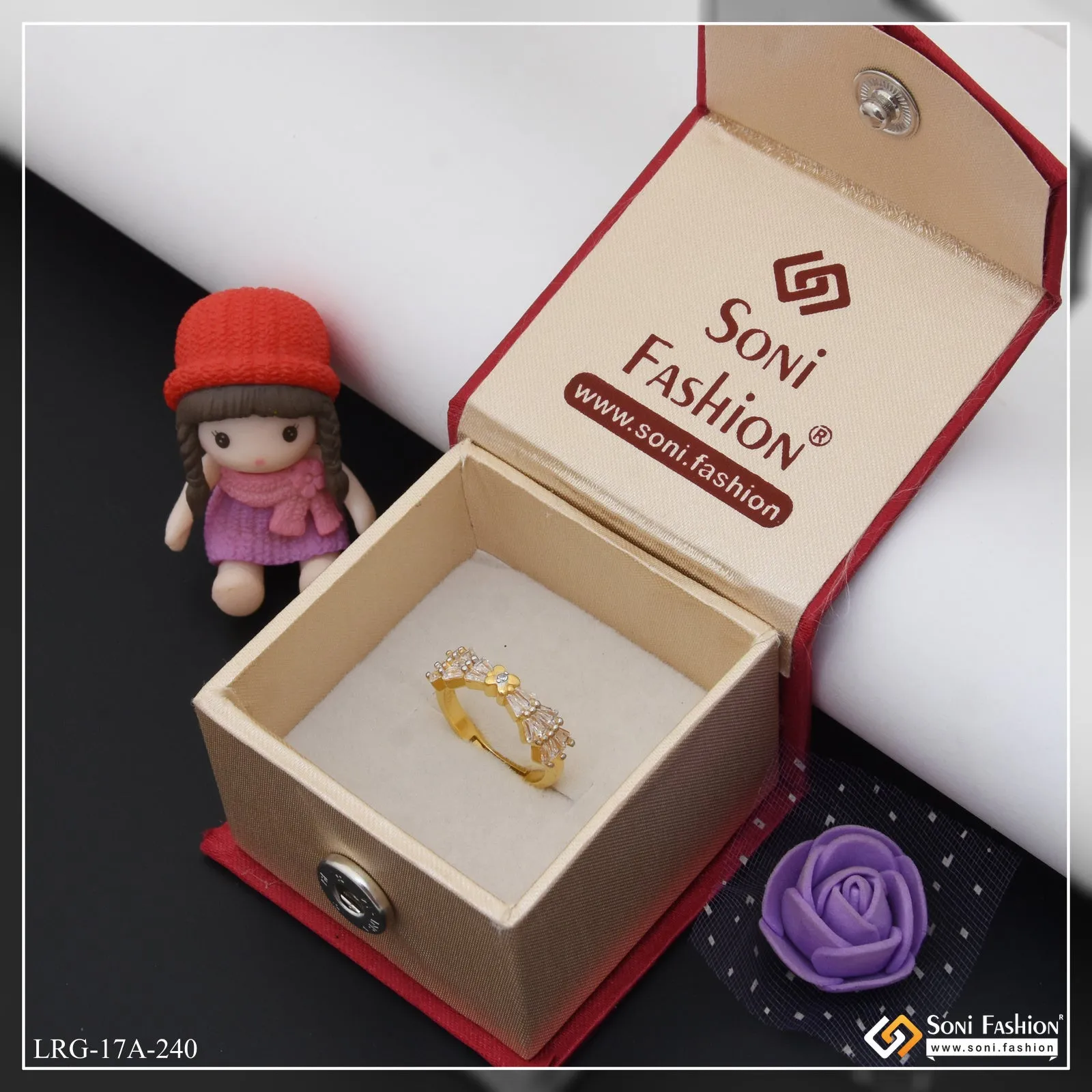 1 Gram Gold Plated Stunning Design Ring for Ladies - Style A240