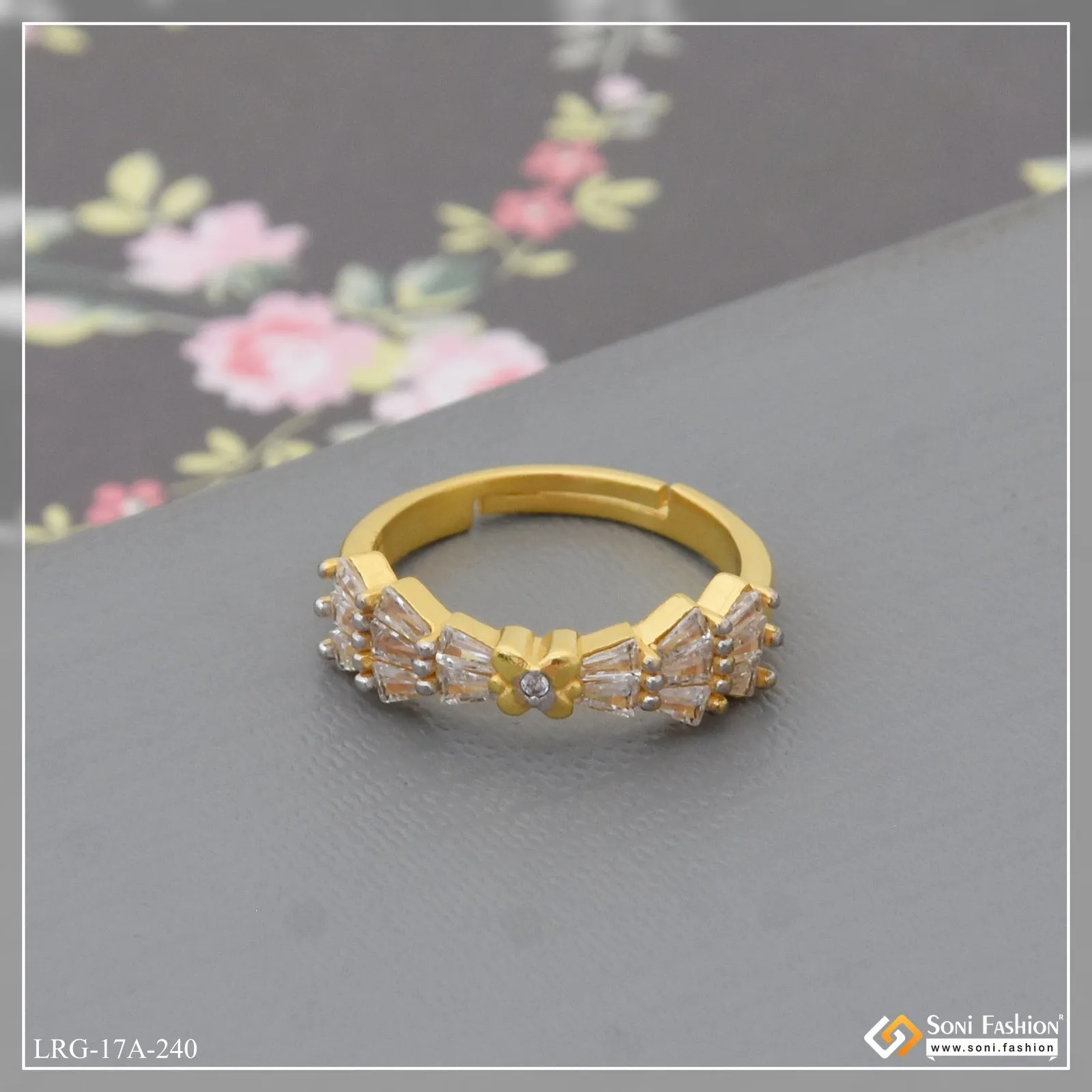 1 Gram Gold Plated Stunning Design Ring for Ladies - Style A240
