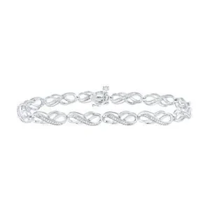 10k White Gold Womens Round Diamond Infinity Bracelet 0.25Cttw