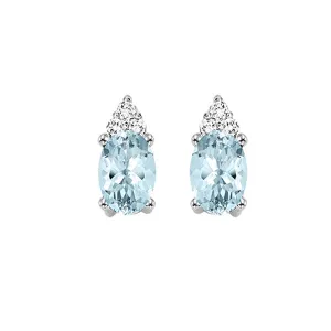 10KT WHITE GOLD DIAMOND (1/20CTW) & AQUAMARINE (5/8 CTW) EARRING