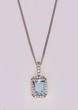 14K Aquamarine & Diamond Pendant