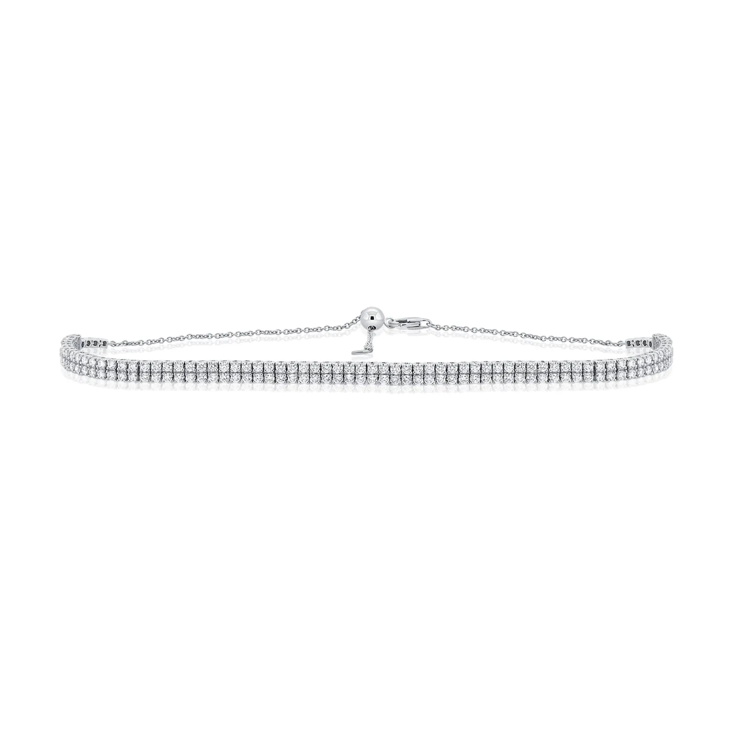 14K Gold & Diamond Double Row Adjustable Choker Necklace - 6.46ct
