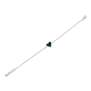 14k Gold & Malachite Heart Bracelet - 0.08ct