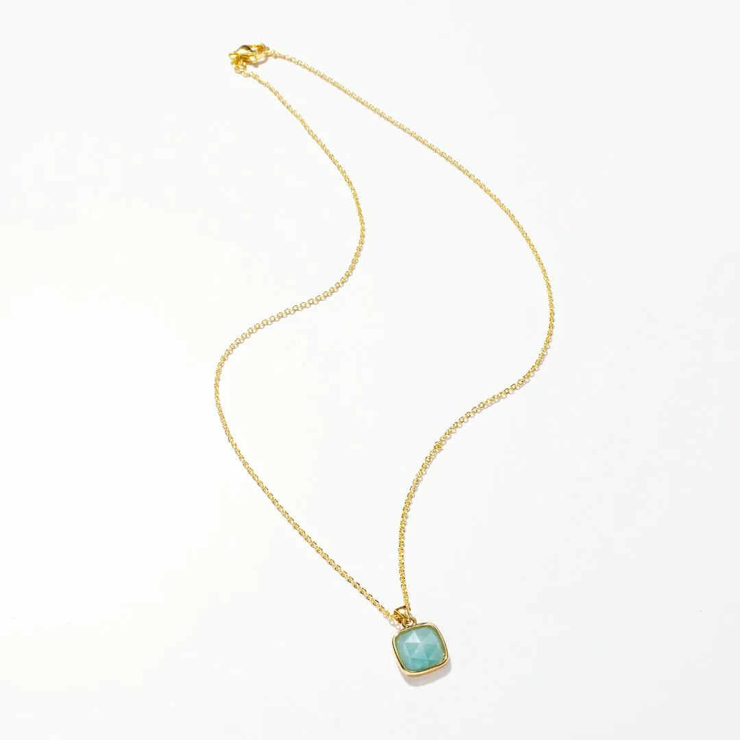 14K Gold Plated Healing Crystal Necklace Natural Energy Stone Pendant Necklace - Amazonite