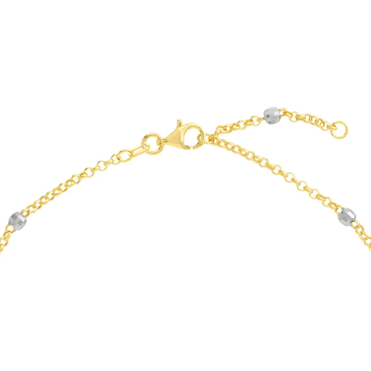 14K Two-Tone Gold 3.00mm Disco Bead Rolo Chain Anklet