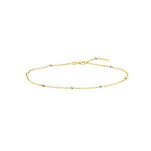 14K Two-Tone Gold 3.00mm Disco Bead Rolo Chain Anklet