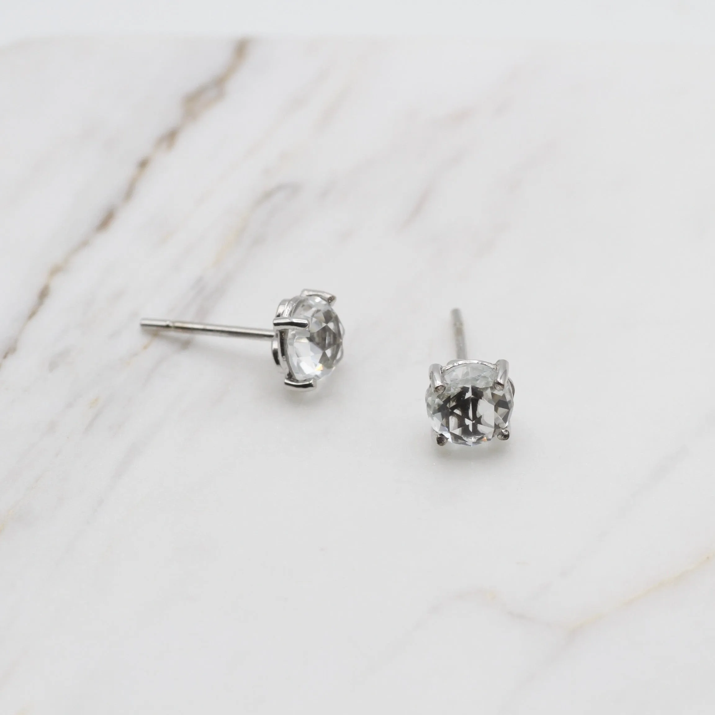 14K White Gold and White Topaz Earring