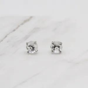 14K White Gold and White Topaz Earring