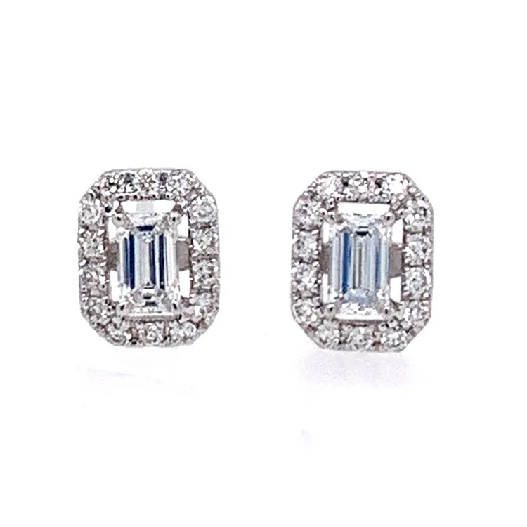 14K White Gold Diamond Halo Earrings