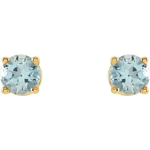 14K Yellow 4 mm Natural Aquamarine Stud Earrings with Friction Post