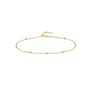 14K Yellow Gold 3.00mm Disco Bead Rolo Chain Anklet