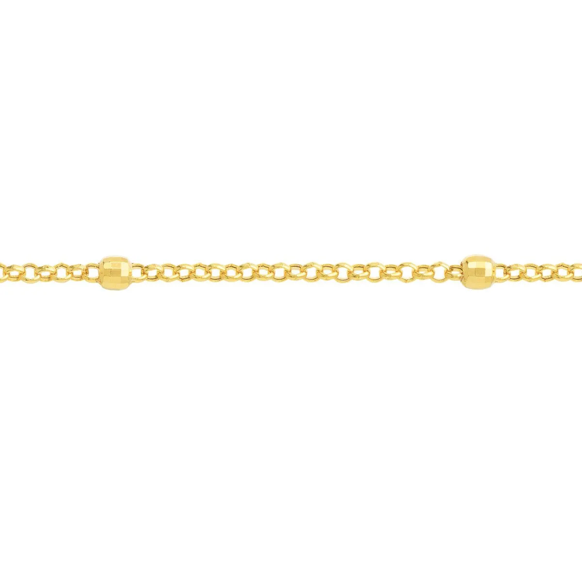 14K Yellow Gold 3.00mm Disco Bead Rolo Chain Anklet