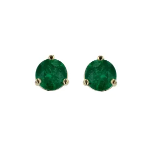 14K Yellow Gold Emerald Stud Earrings
