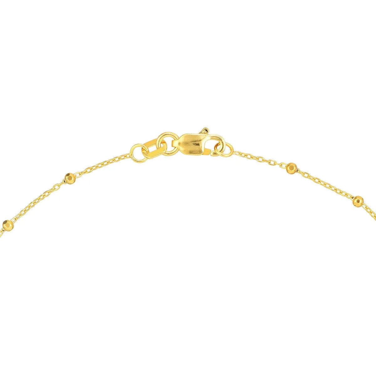 14K Yellow Gold Faceted Bead Saturn Chain with Lobster Lock Anklet