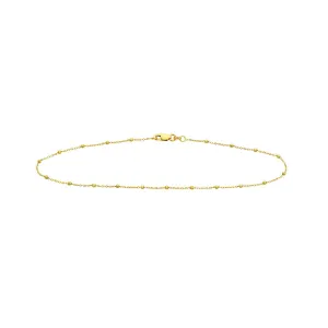 14K Yellow Gold Faceted Bead Saturn Chain with Lobster Lock Anklet
