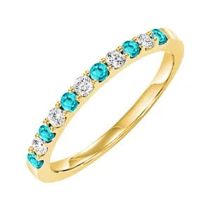14Kt Yellow Gold Diamond 1/5Ctw & Aquamarine 1/5Ctw Ring