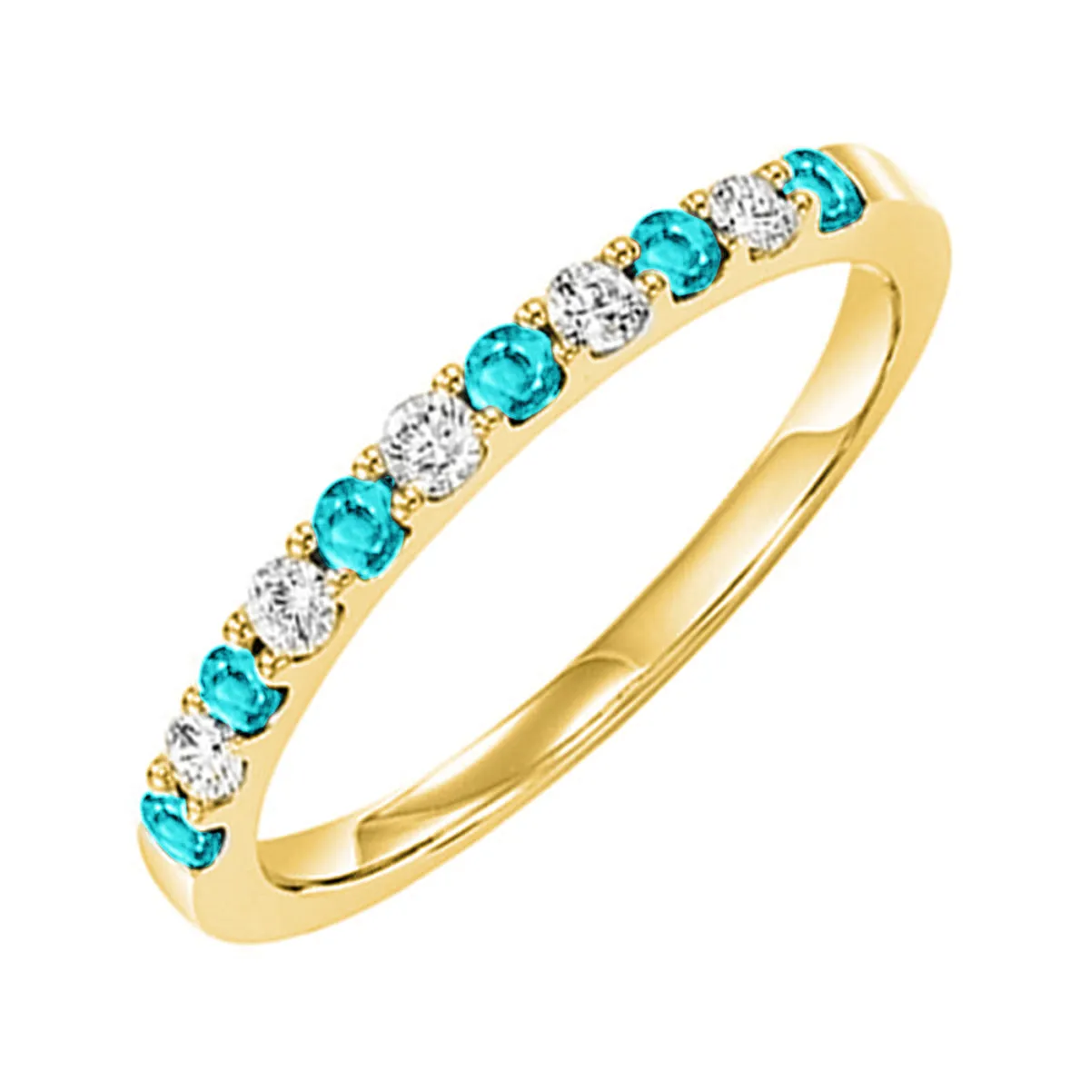 14Kt Yellow Gold Diamond 1/5Ctw & Aquamarine 1/5Ctw Ring