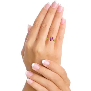 1.52 Carat 14K Solid Yellow Gold Inspired Ideas Pink Topaz Diamond Ring