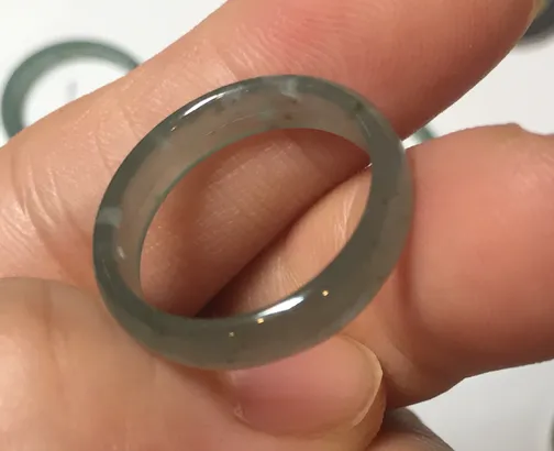 17.1mm 6 3/4 100% natural type A icy watery green/blue icy watery Guatemala jadeite jade band ring group BP80