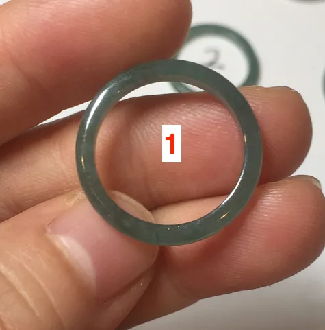 17.1mm 6 3/4 100% natural type A icy watery green/blue icy watery Guatemala jadeite jade band ring group BP80