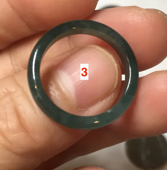 17.1mm 6 3/4 100% natural type A icy watery green/blue icy watery Guatemala jadeite jade band ring group BP80