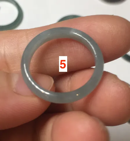 17.1mm 6 3/4 100% natural type A icy watery green/blue icy watery Guatemala jadeite jade band ring group BP80