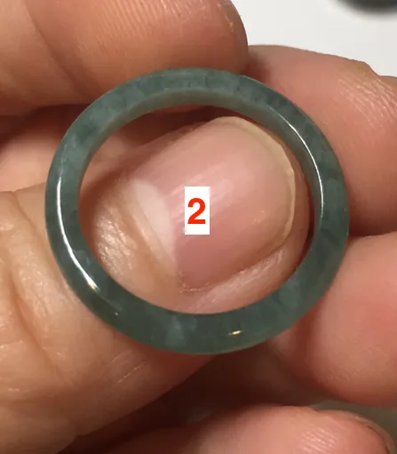 17.1mm 6 3/4 100% natural type A icy watery green/blue icy watery Guatemala jadeite jade band ring group BP80