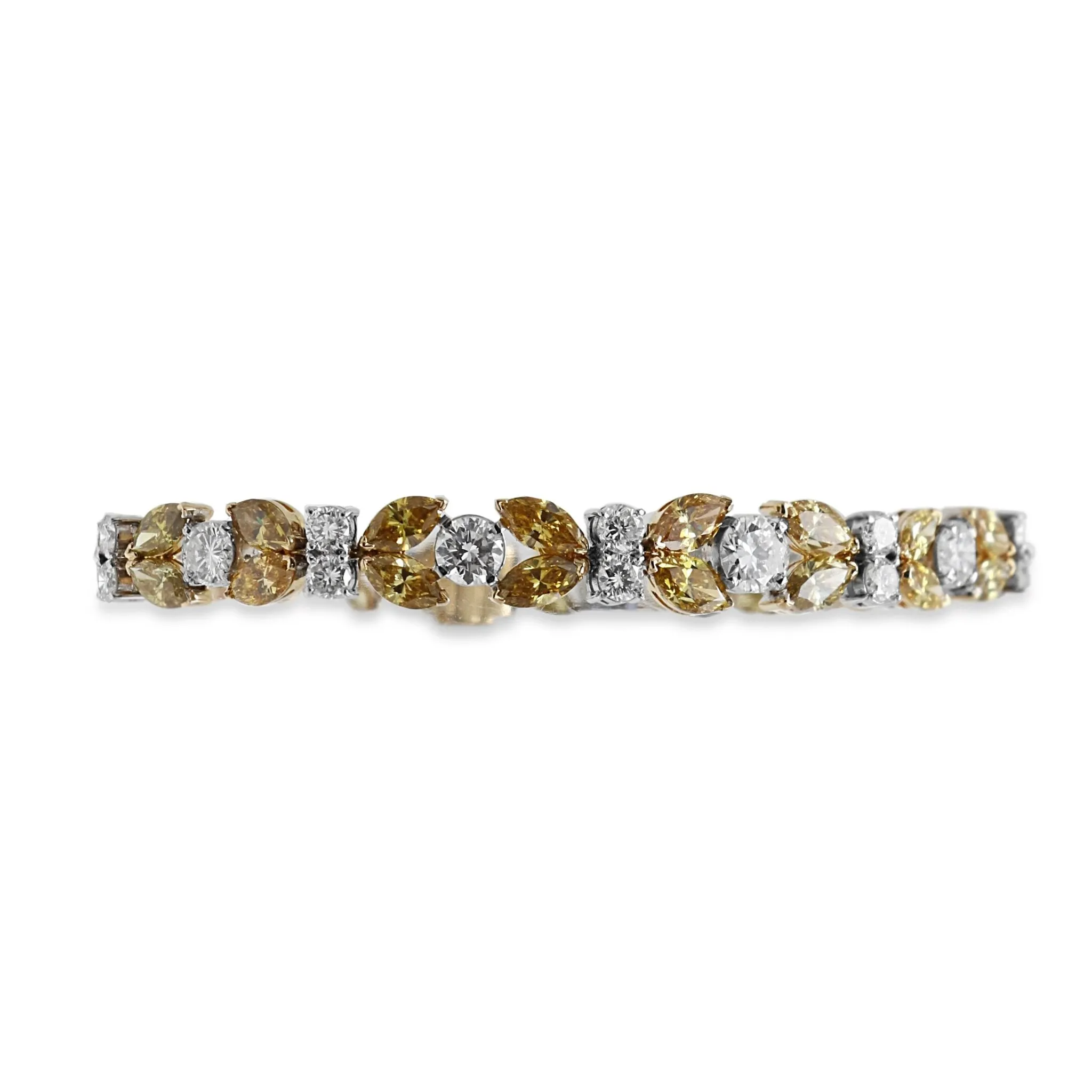 18ct Gold White & Fancy Yellow Diamond Set Bracelet