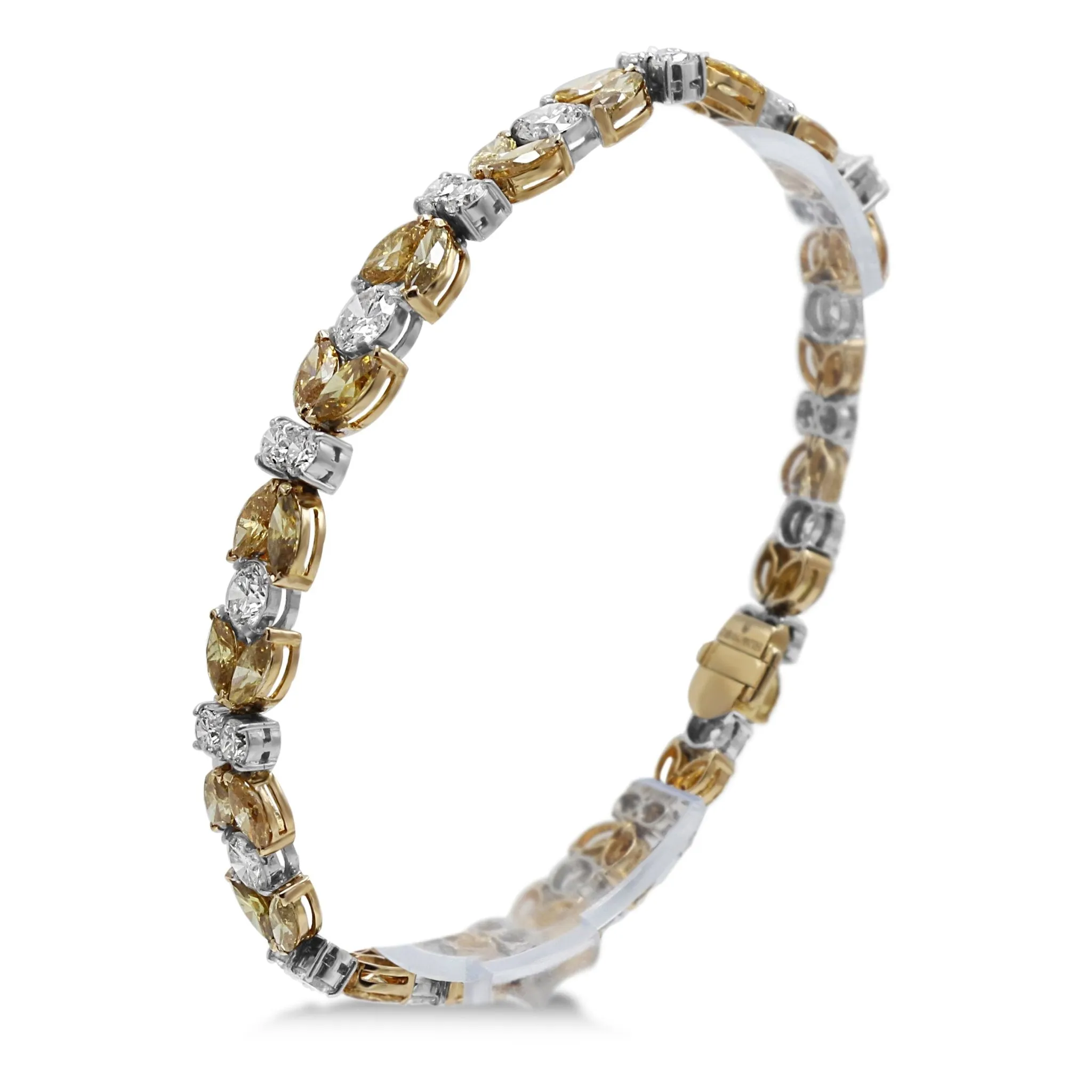 18ct Gold White & Fancy Yellow Diamond Set Bracelet