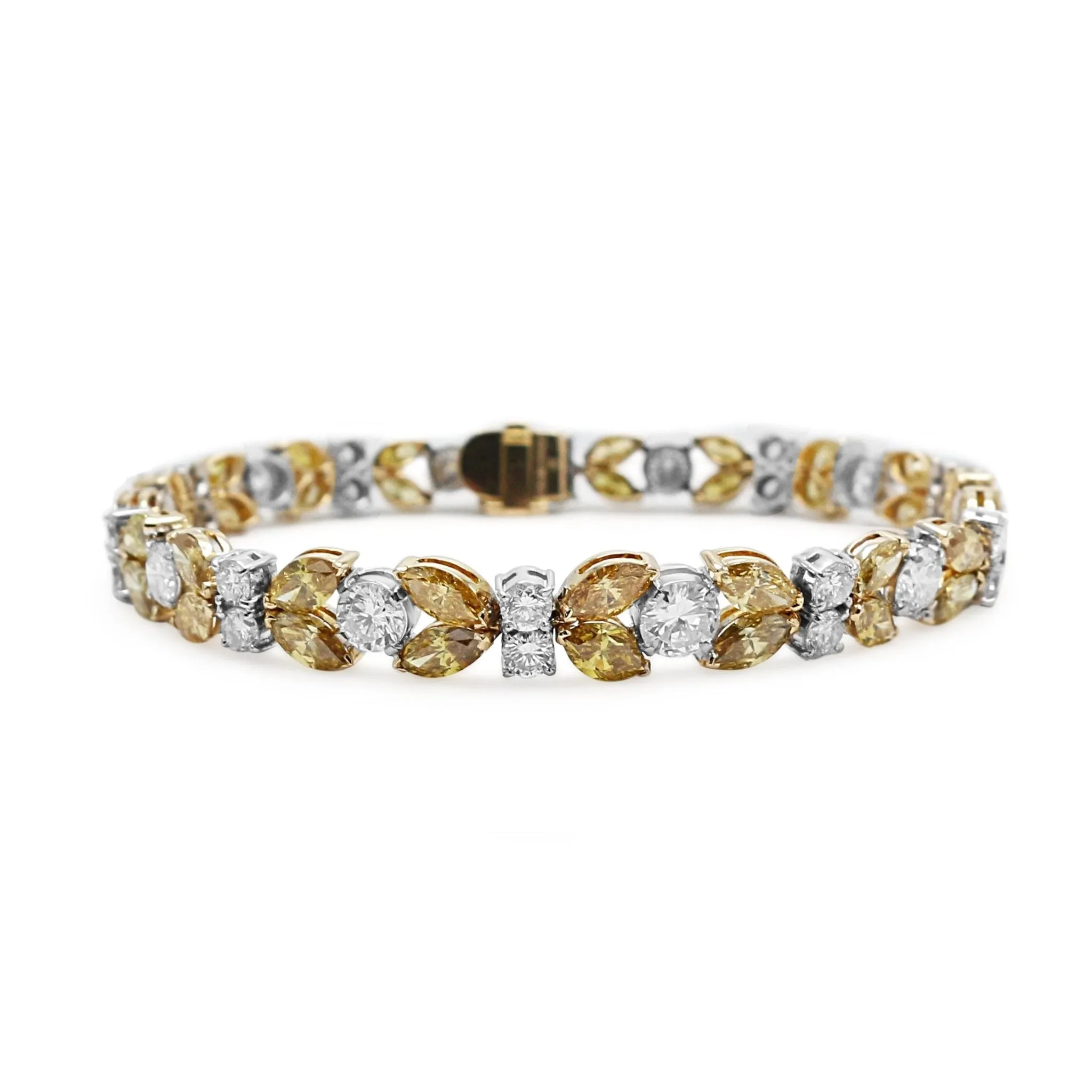18ct Gold White & Fancy Yellow Diamond Set Bracelet