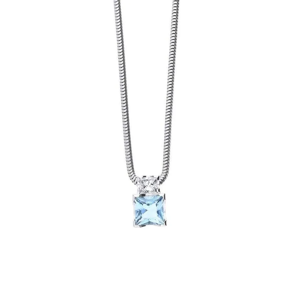 18ct white gold and aquamarine and diamond pendant