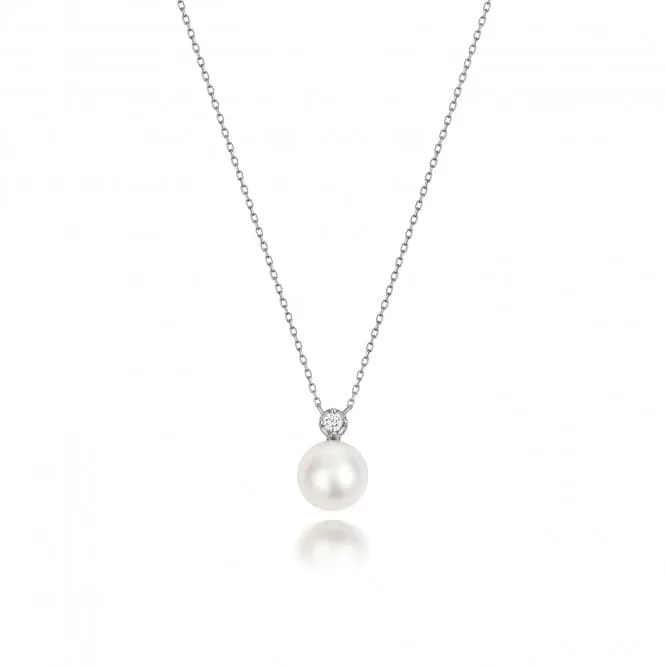 18ct White Gold Diamond & Akoya Pearl Necklace NDQ204W