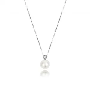 18ct White Gold Diamond & Akoya Pearl Necklace NDQ204W