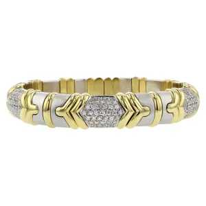 18K Two Tone Gold Link Diamond Bangle Bracelet