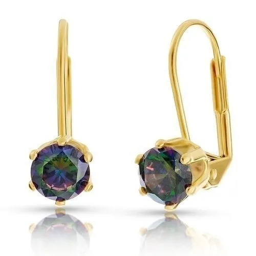 18K Yellow Gold Filled Mystic Topaz Lever-back Earrings