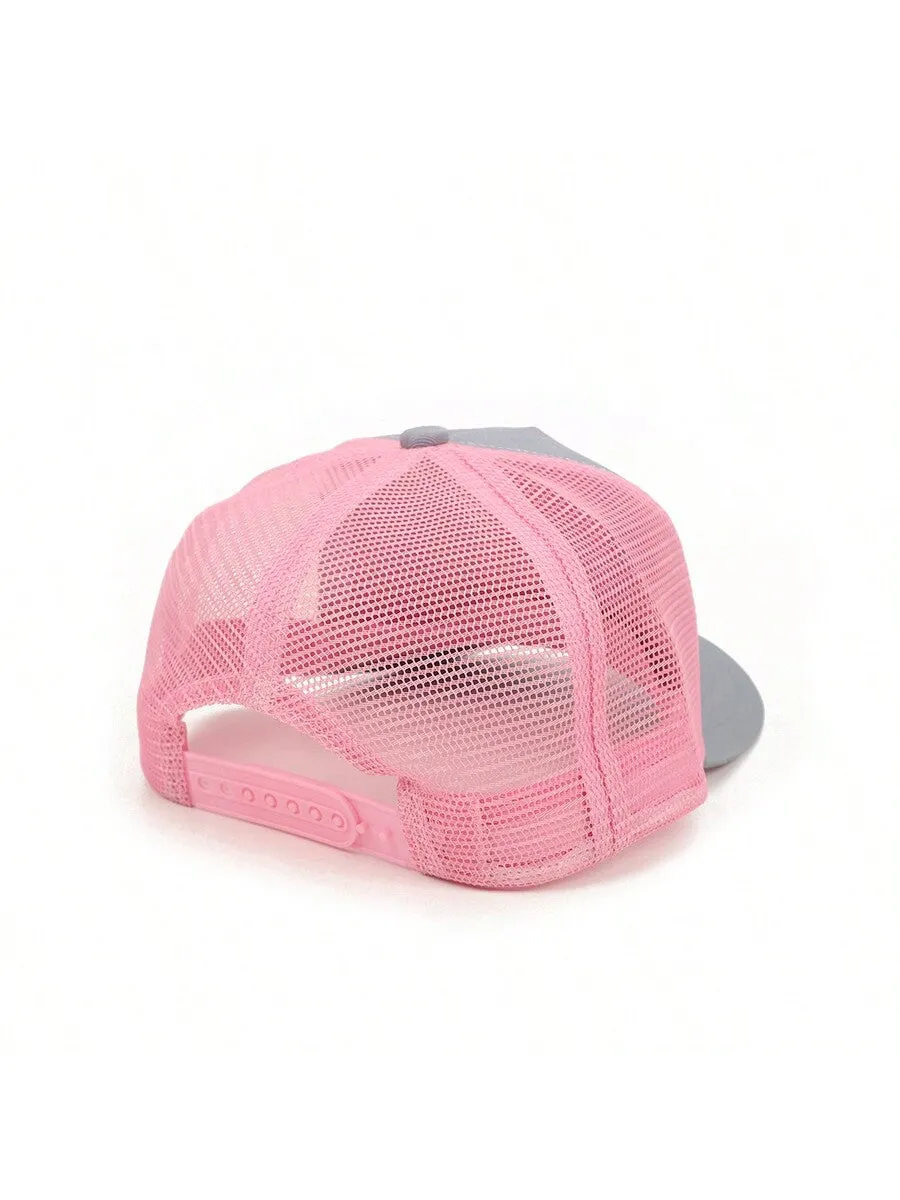 1pc Men's Fashion Color Block Ocean Animal Baseball Cap, Summer Outdoor Sun Hat, Unique Half Mesh Trucker Cap, Baseball Cap, Suitable For Everyday Wear