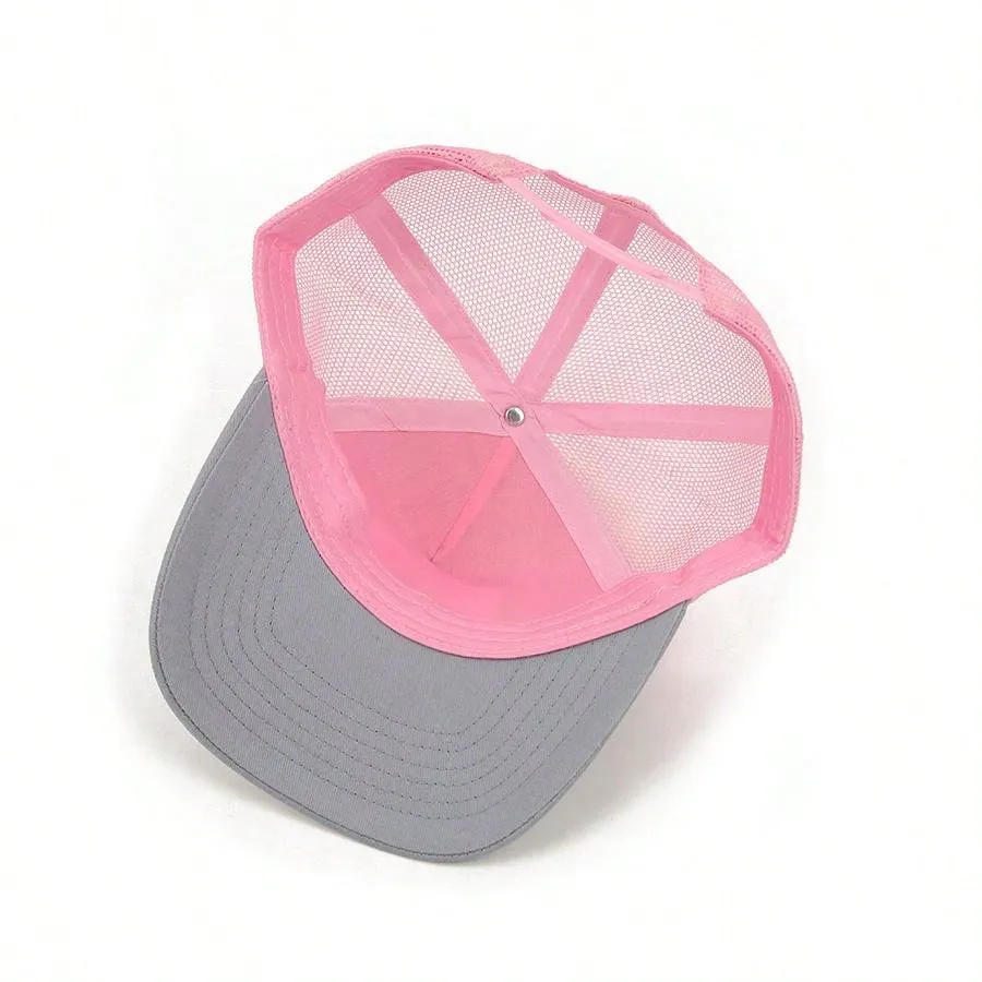 1pc Men's Fashion Color Block Ocean Animal Baseball Cap, Summer Outdoor Sun Hat, Unique Half Mesh Trucker Cap, Baseball Cap, Suitable For Everyday Wear