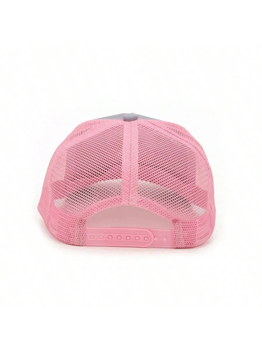 1pc Men's Fashion Color Block Ocean Animal Baseball Cap, Summer Outdoor Sun Hat, Unique Half Mesh Trucker Cap, Baseball Cap, Suitable For Everyday Wear