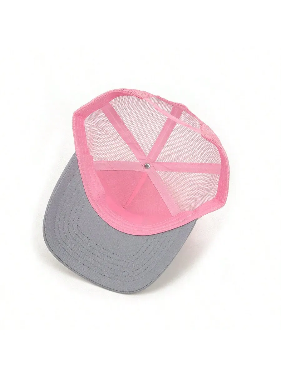 1pc Men's Fashion Color Block Ocean Animal Baseball Cap, Summer Outdoor Sun Hat, Unique Half Mesh Trucker Cap, Baseball Cap, Suitable For Everyday Wear