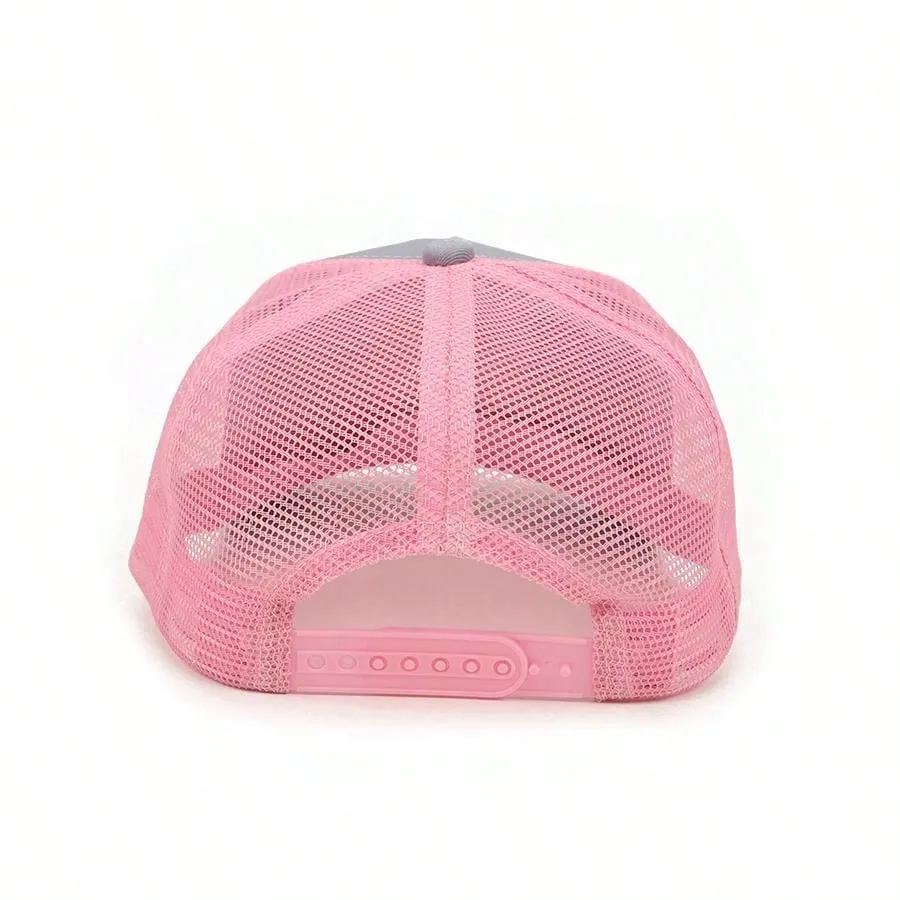 1pc Men's Fashion Color Block Ocean Animal Baseball Cap, Summer Outdoor Sun Hat, Unique Half Mesh Trucker Cap, Baseball Cap, Suitable For Everyday Wear