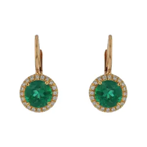 2.13ct Emeralds and 0.17ct Diamond Earrings in 18K Yellow Gold