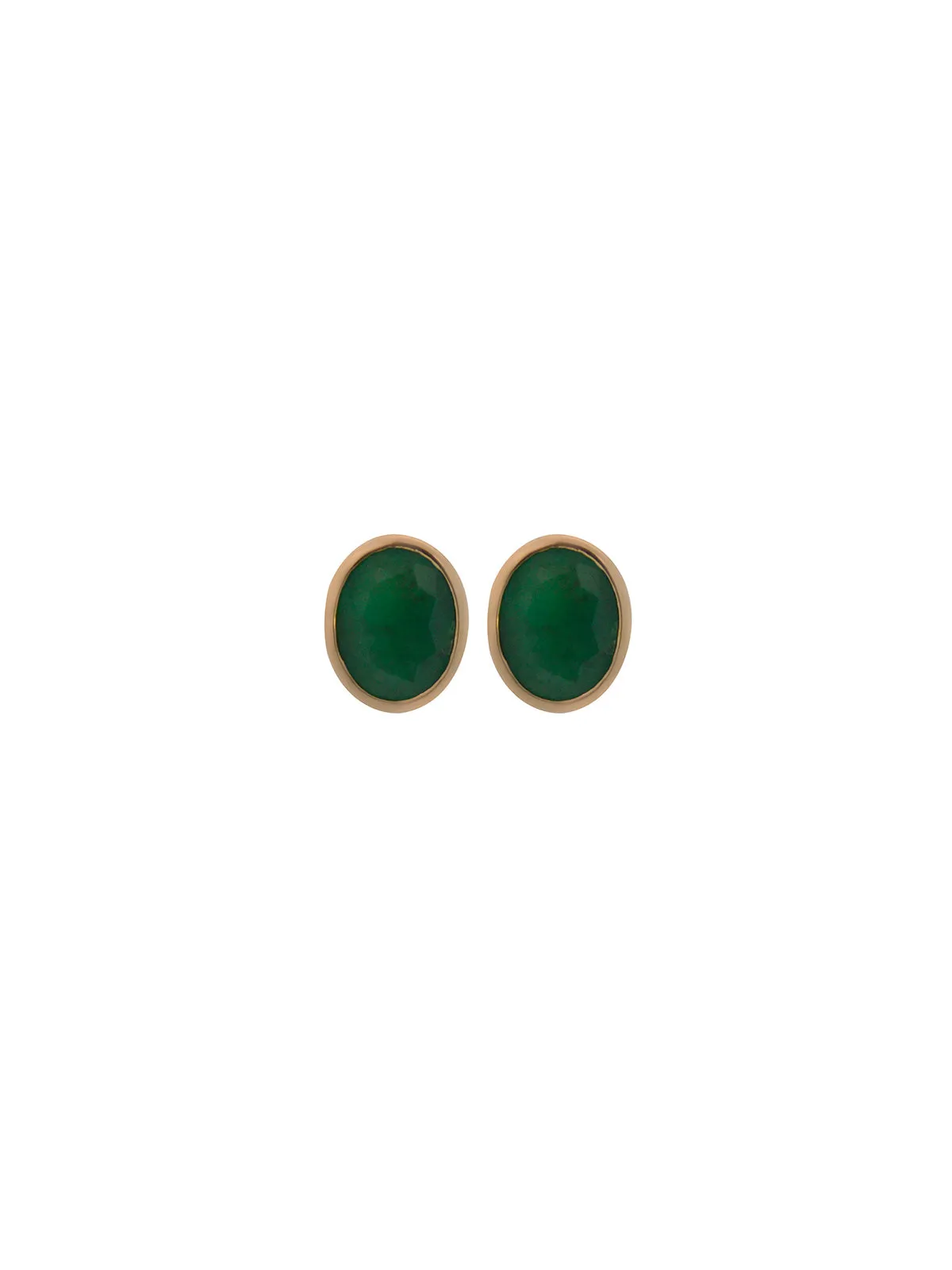3.43ct Emerald 18K Gold Bezel Oval Stud Earrings