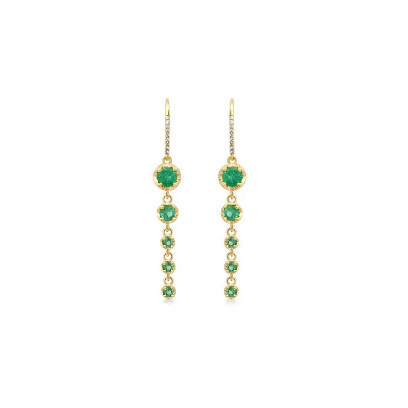 5 Graduated Illusion Set Emerald Earrings