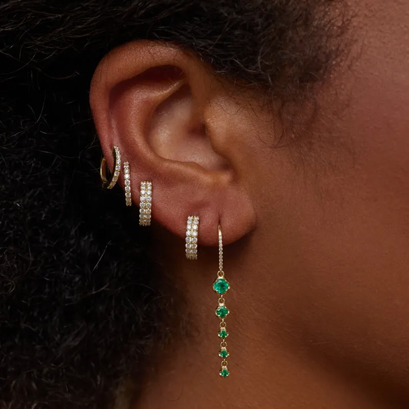 5 Graduated Illusion Set Emerald Earrings