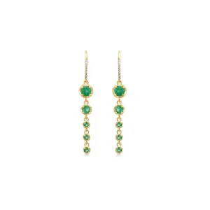 5 Graduated Illusion Set Emerald Earrings